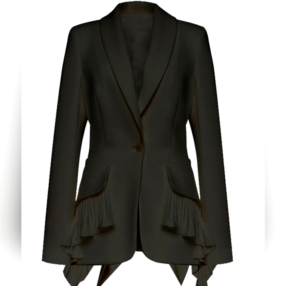 (Last One) NWT Black Women's Blazer with Ruffle Detail